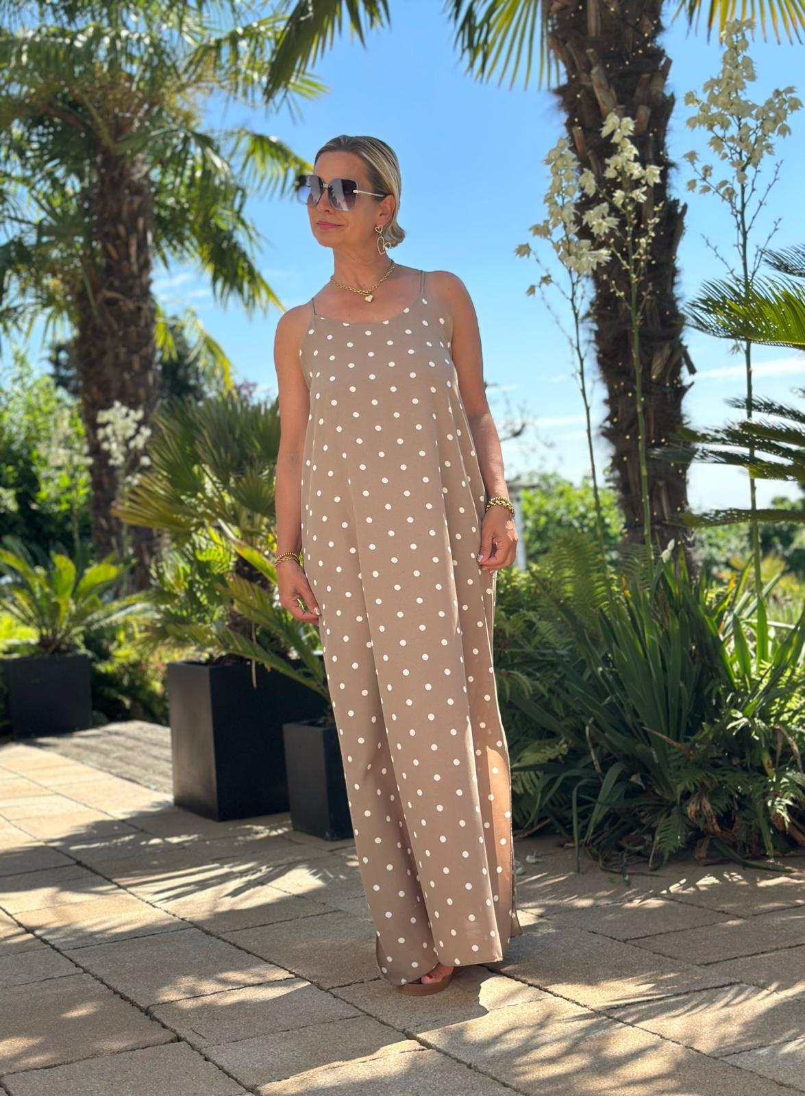 Maxikleid "DOLCE DOTS" in Cremé
