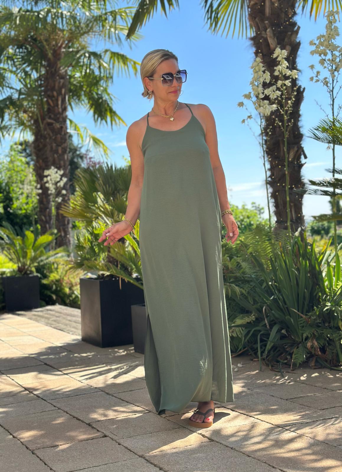 Maxikleid "CAPRI" in Oliv