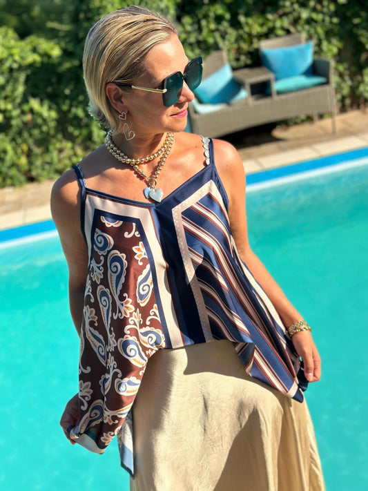 Top "Mediterrane Eleganz" in Navy