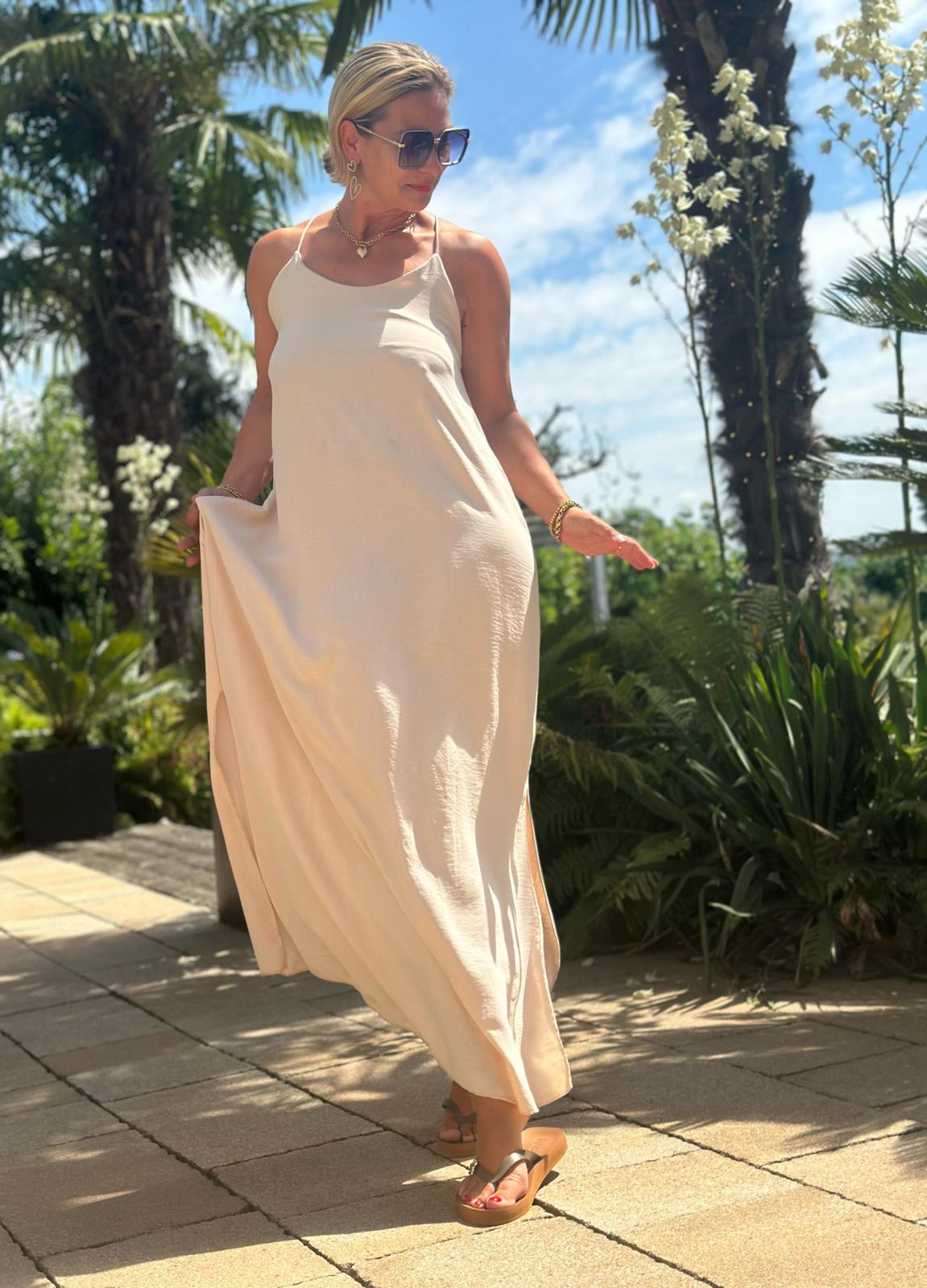 Maxikleid "CAPRI" in Cremé