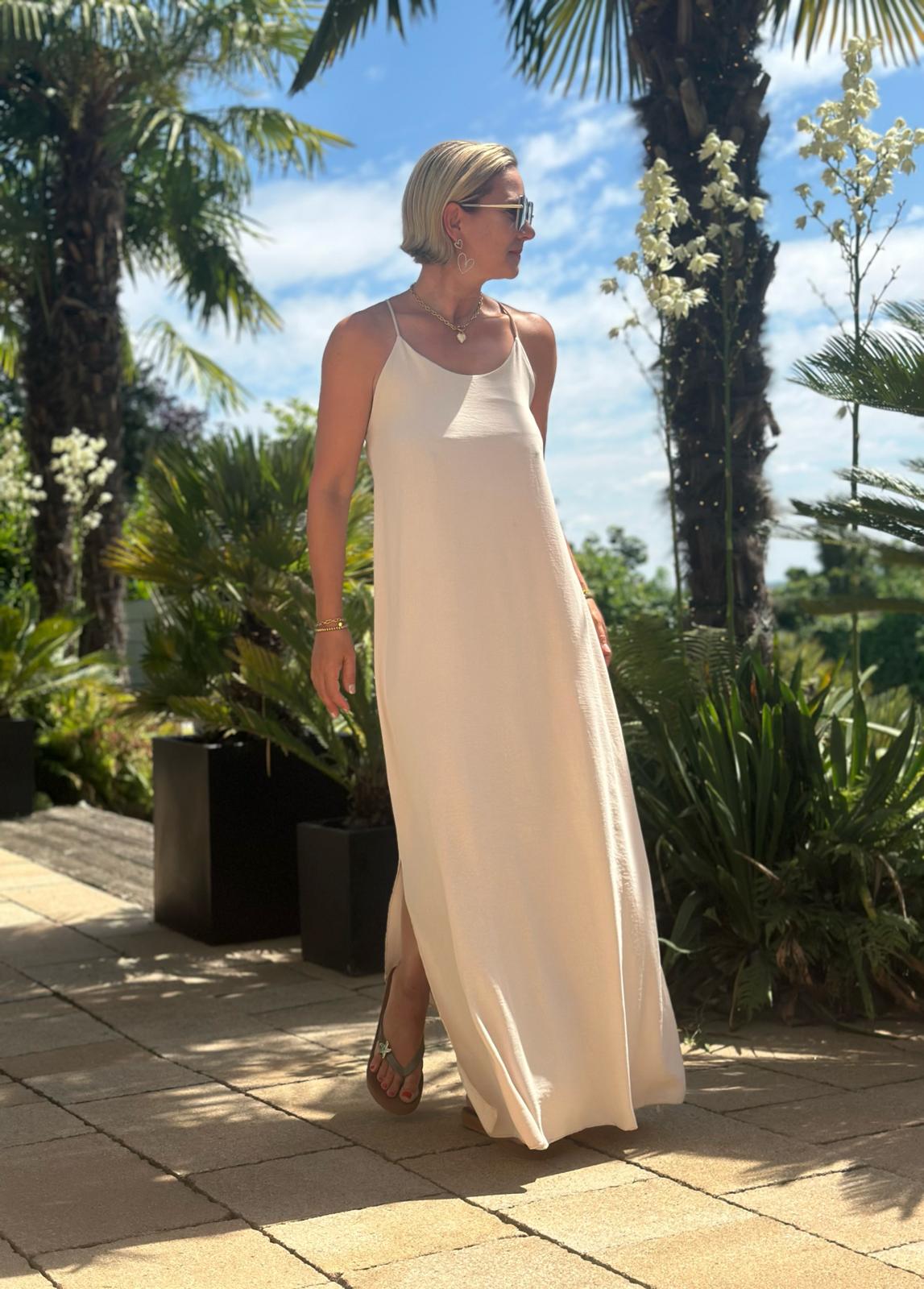 Maxikleid "CAPRI" in Cremé