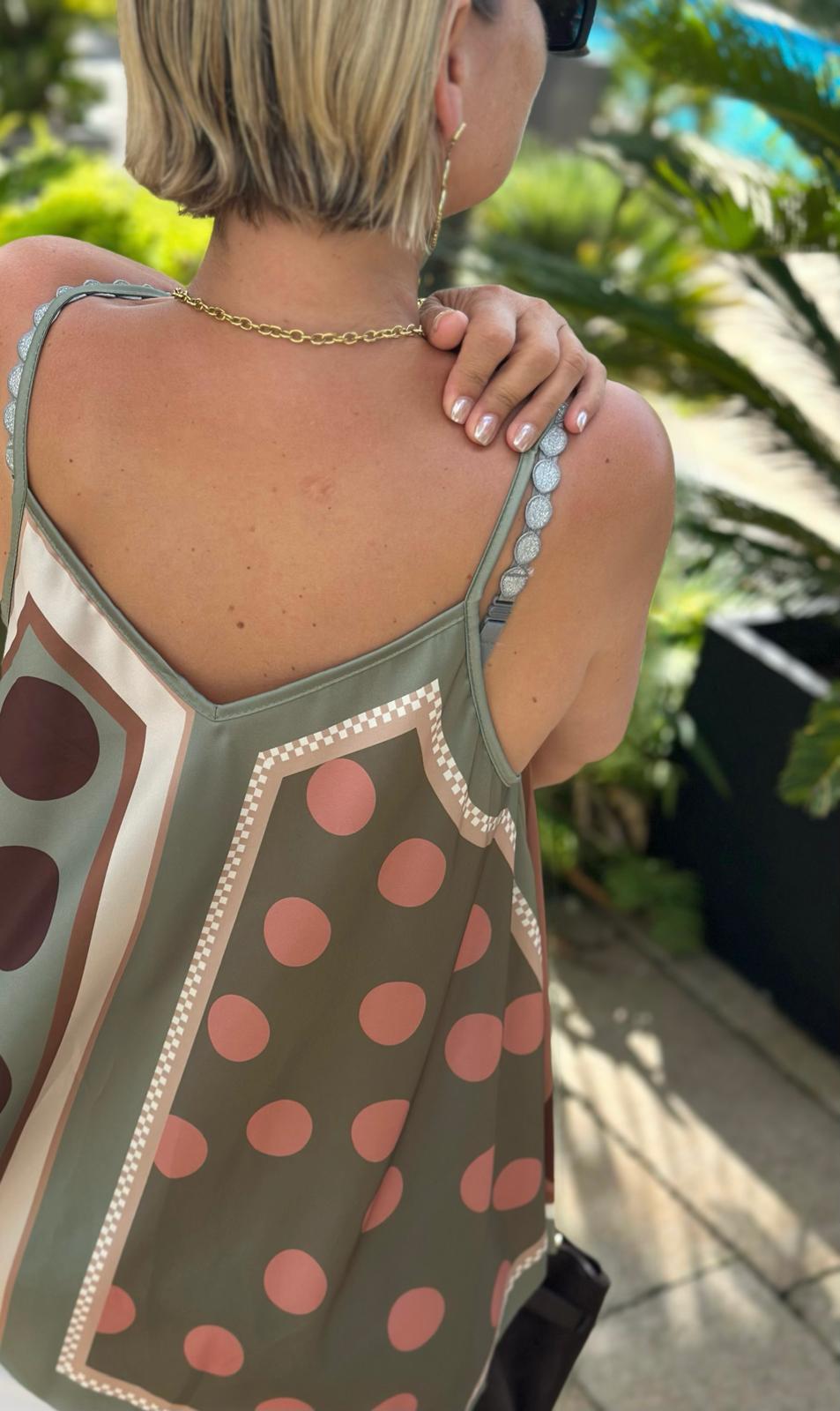 Top "Bella Puntini" in Khaki