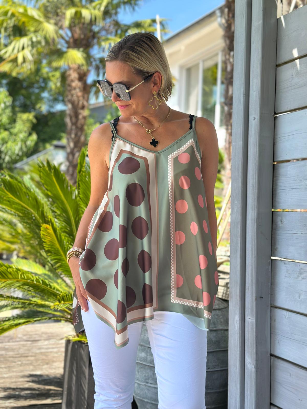 Top "Bella Puntini" in Olive