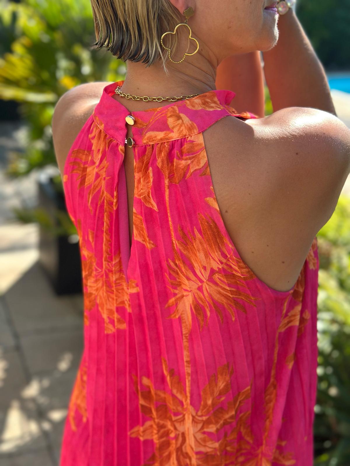 Plissee Maxikleid "Palma Sunset"