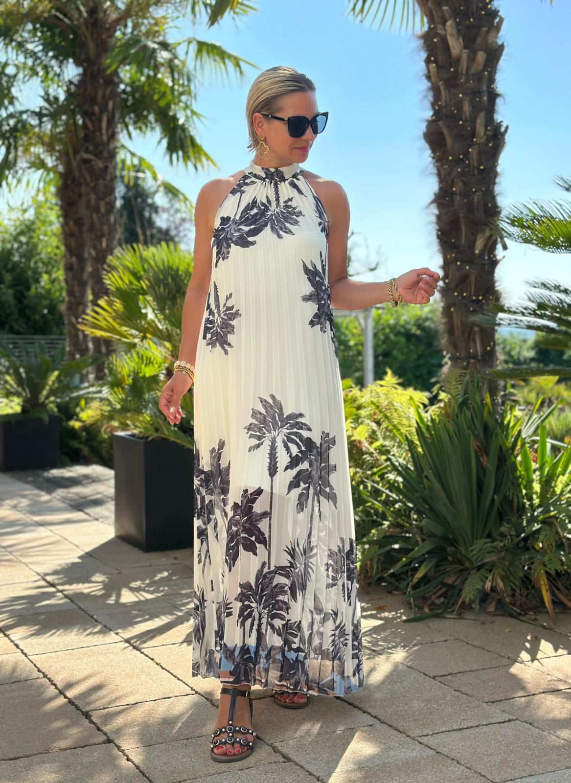 Plissee Maxikleid "Ibiza Palm"