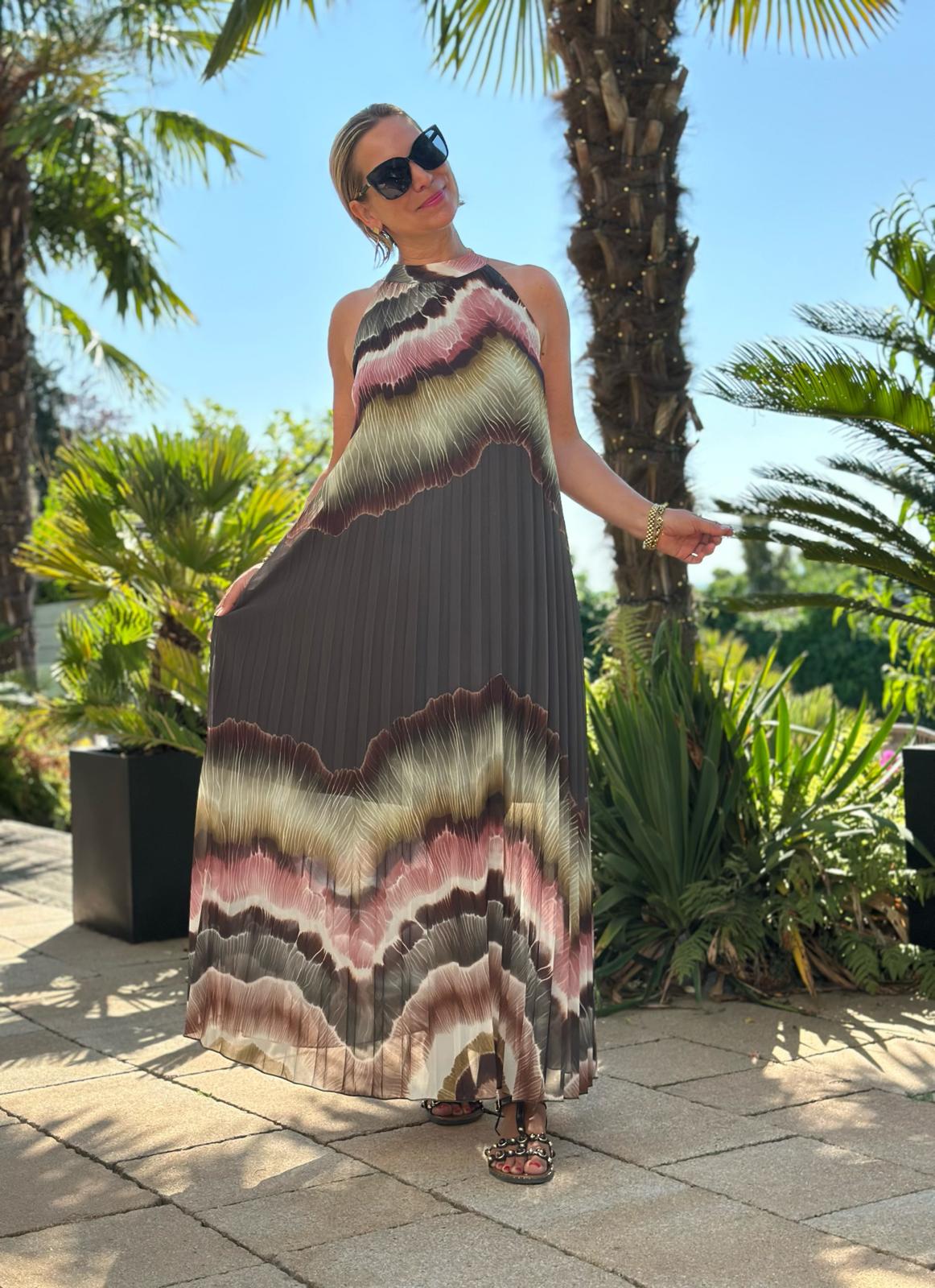 Plissee Maxikleid "Dark Dunes"