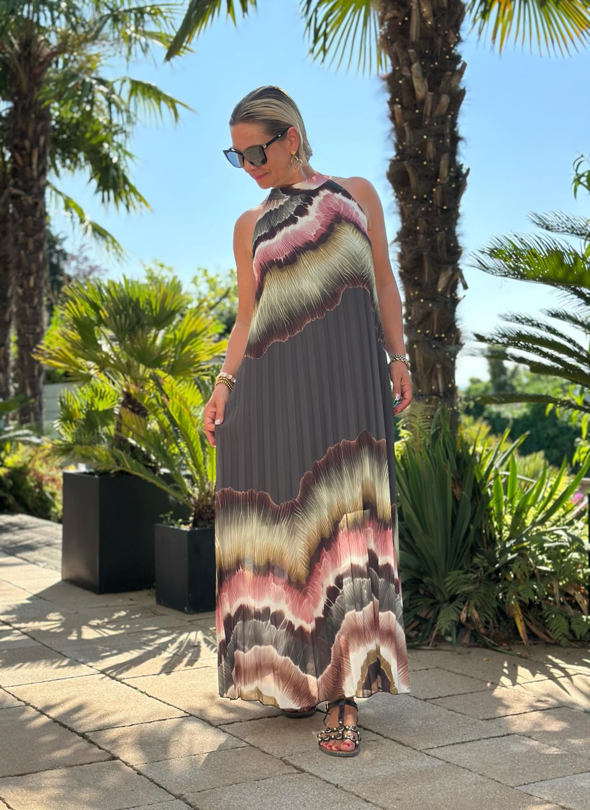 Plissee Maxikleid "Dark Dunes"