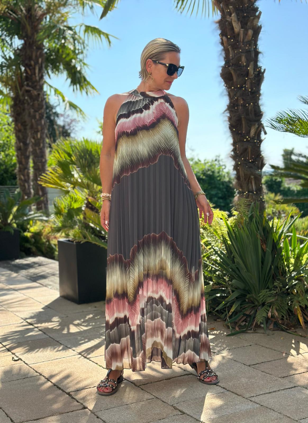 Plissee Maxikleid "Dark Dunes"