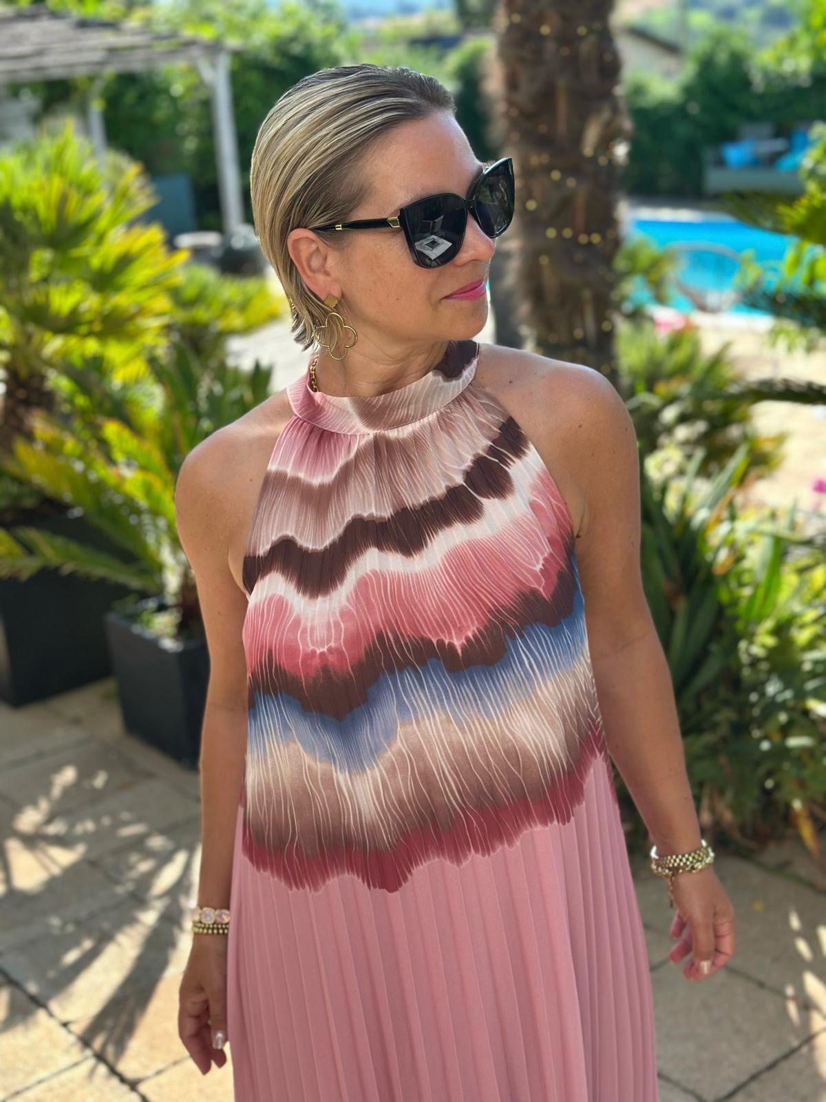 Plissee Maxikleid "Rosé Flow"
