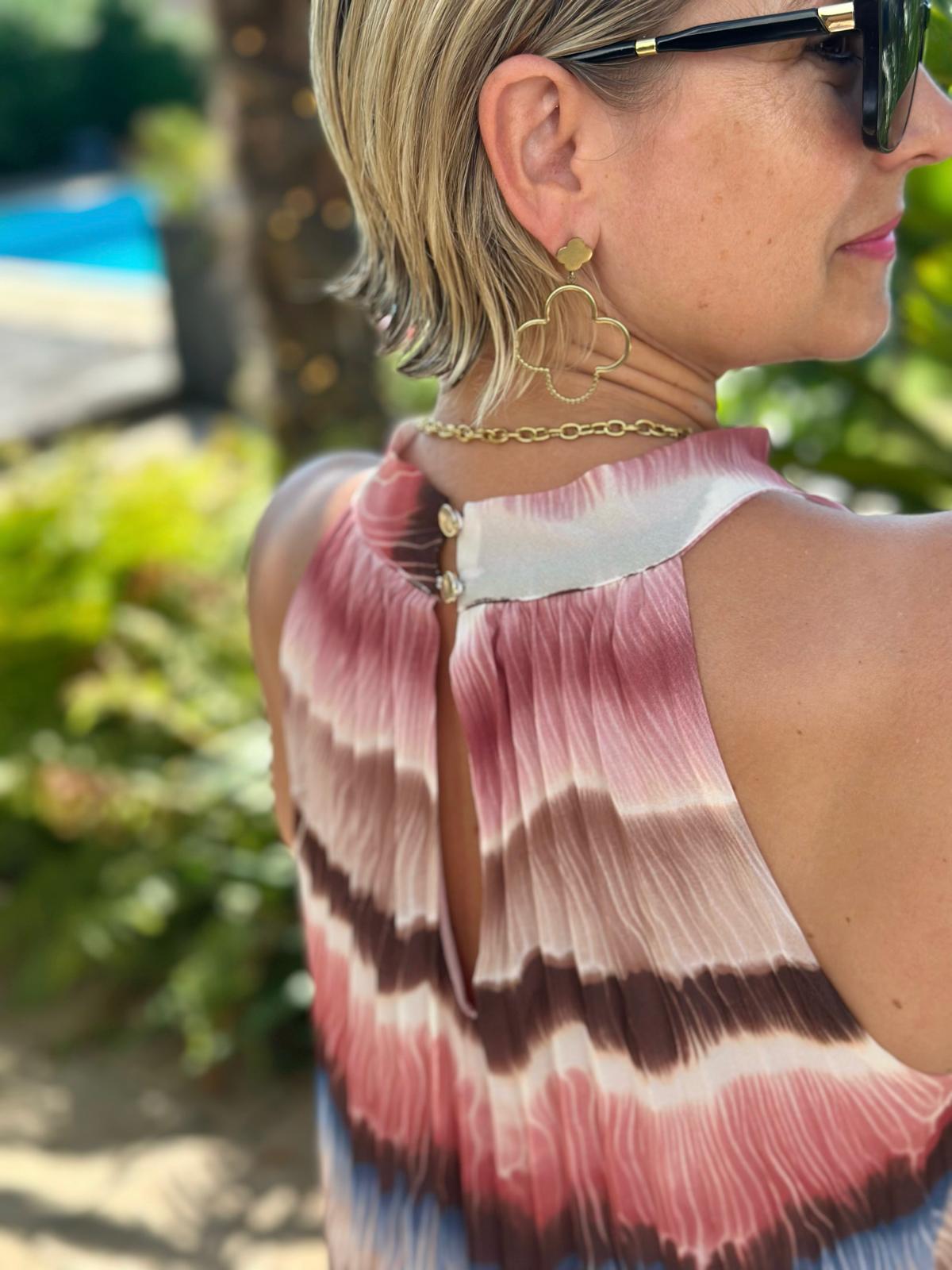 Plissee Maxikleid "Rosé Flow"