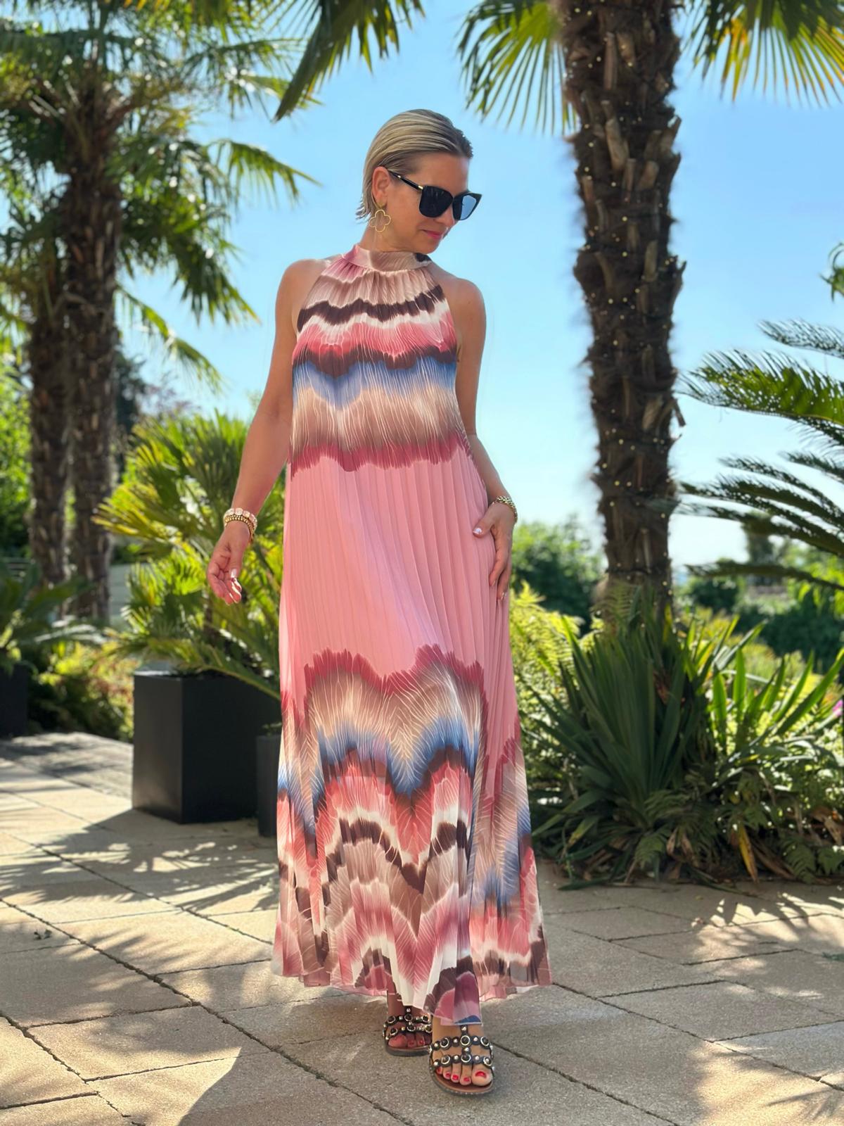 Plissee Maxikleid "Rosé Flow"