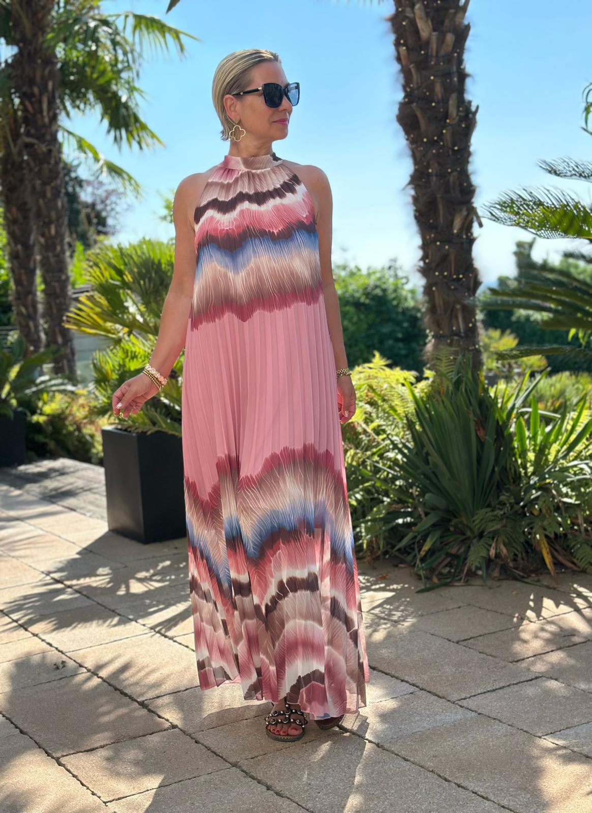 Plissee Maxikleid "Rosé Flow"