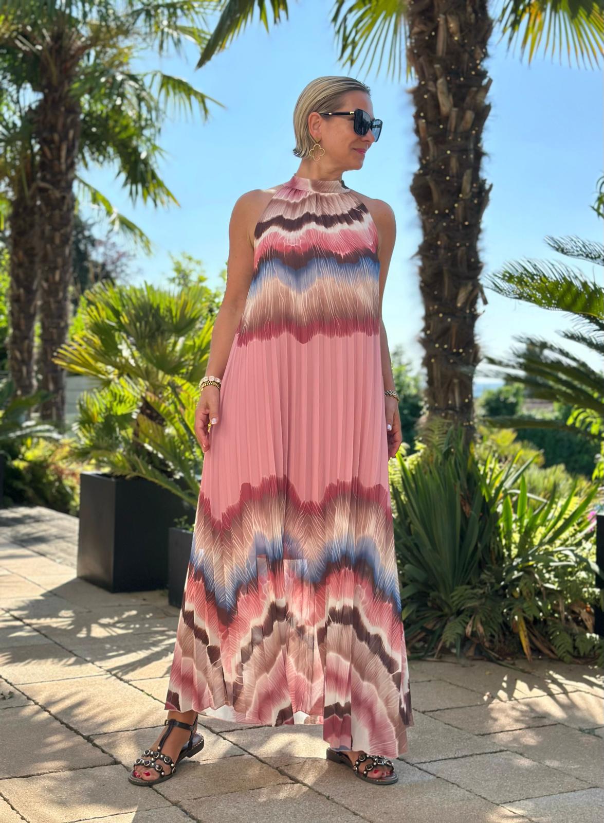 Plissee Maxikleid "Rosé Flow"
