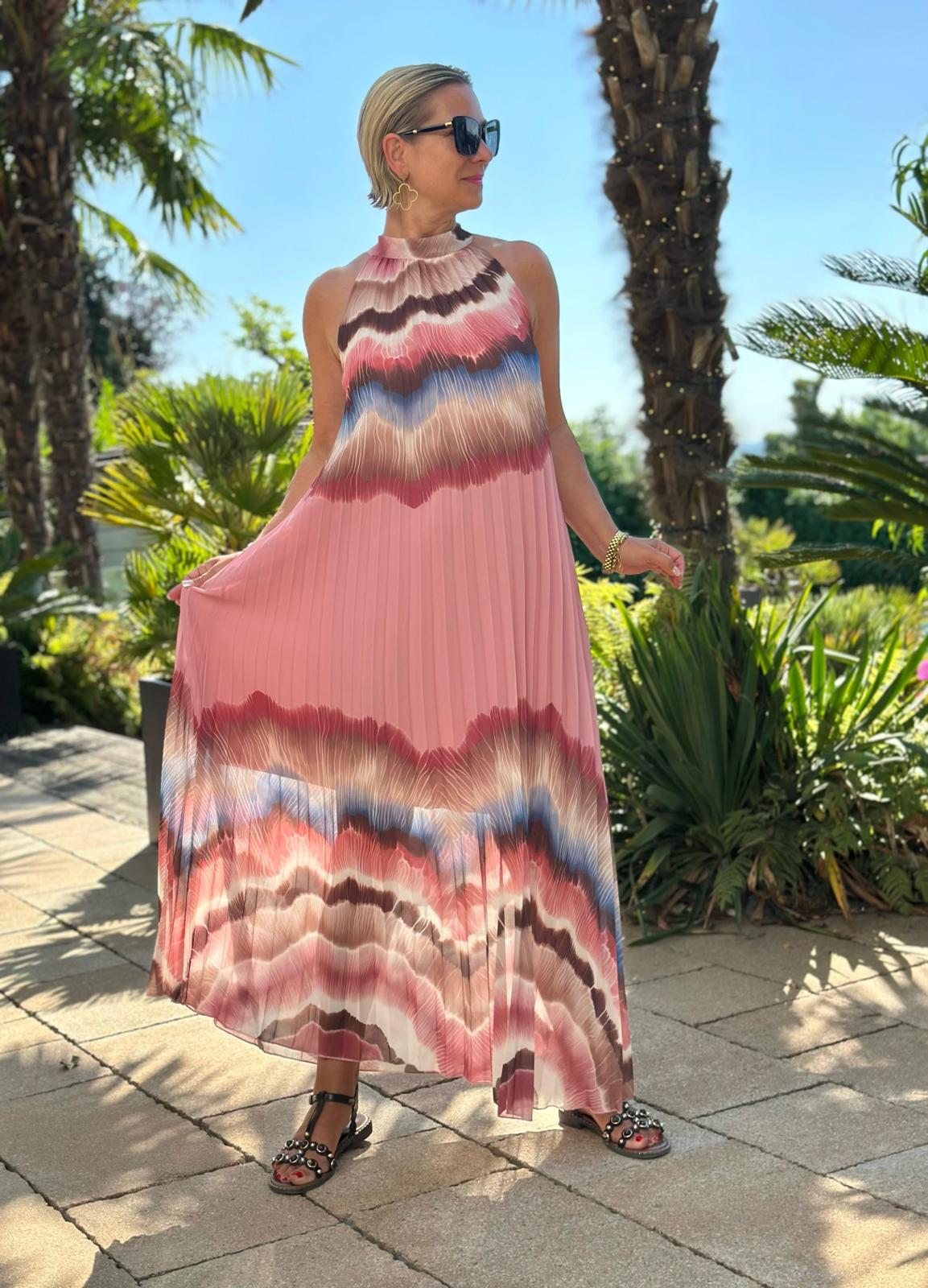 Plissee Maxikleid "Rosé Flow"