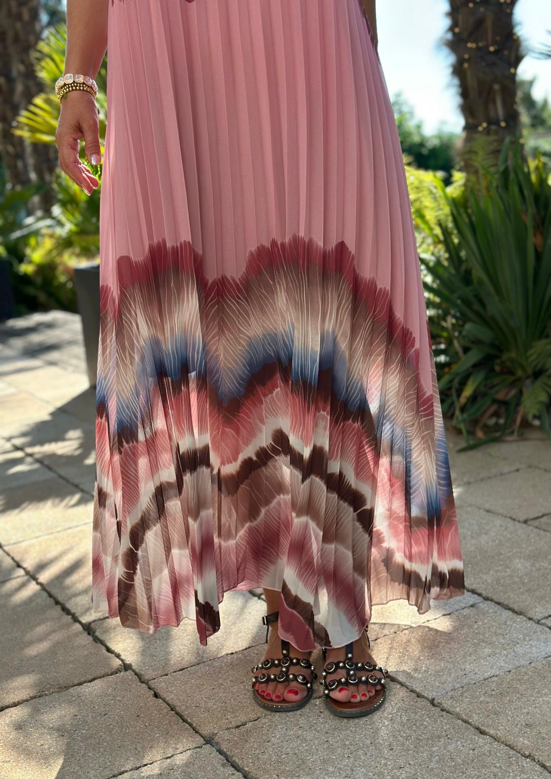Plissee Maxikleid "Rosé Flow"
