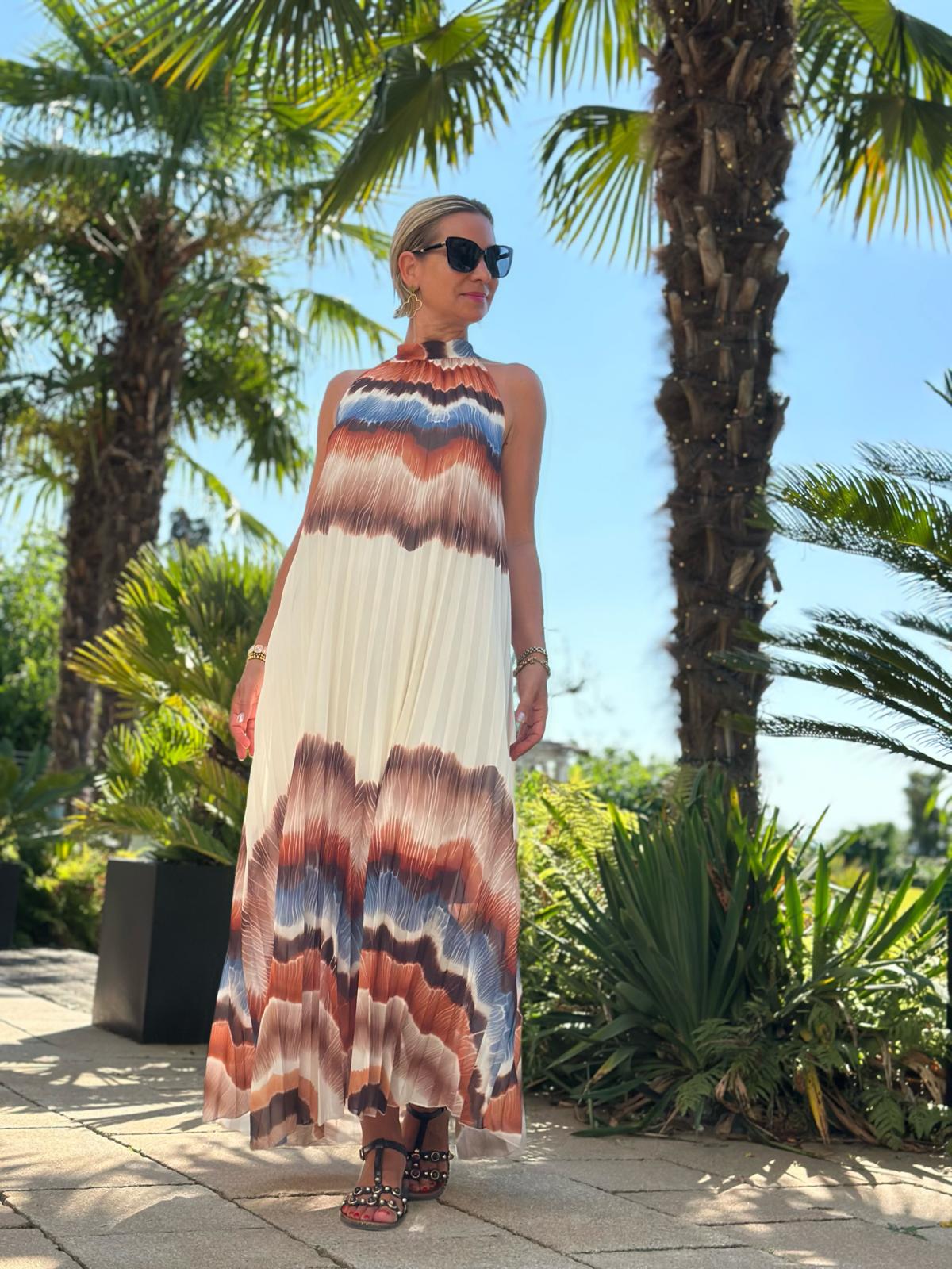 Plissee Maxikleid "Pastel Waves"