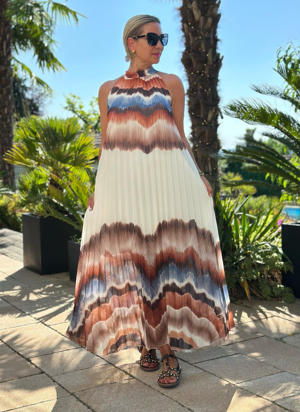 Plissee Maxikleid "Pastel Waves"