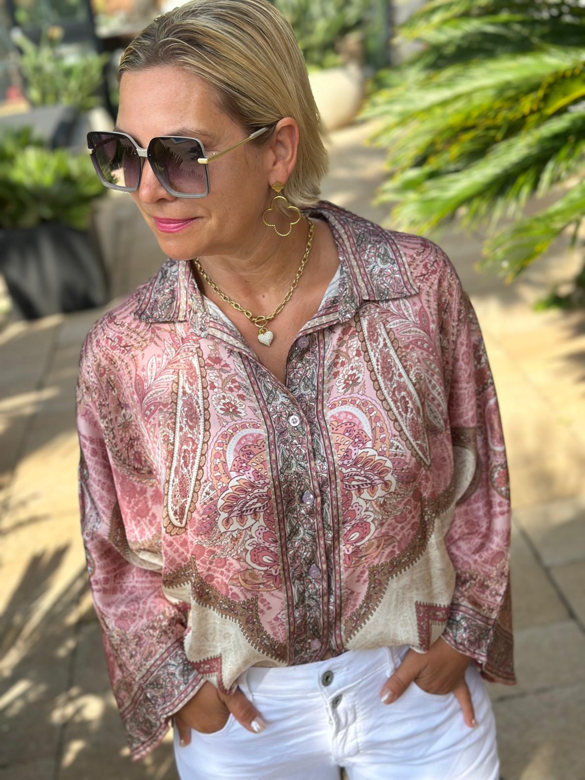 Bluse "Rosé Paisley"