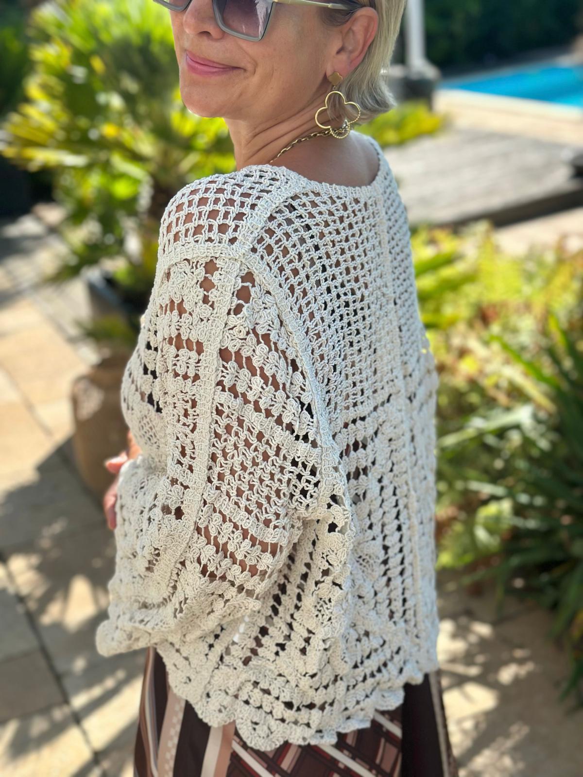 Ibiza Bloom Cardigan in Cremé
