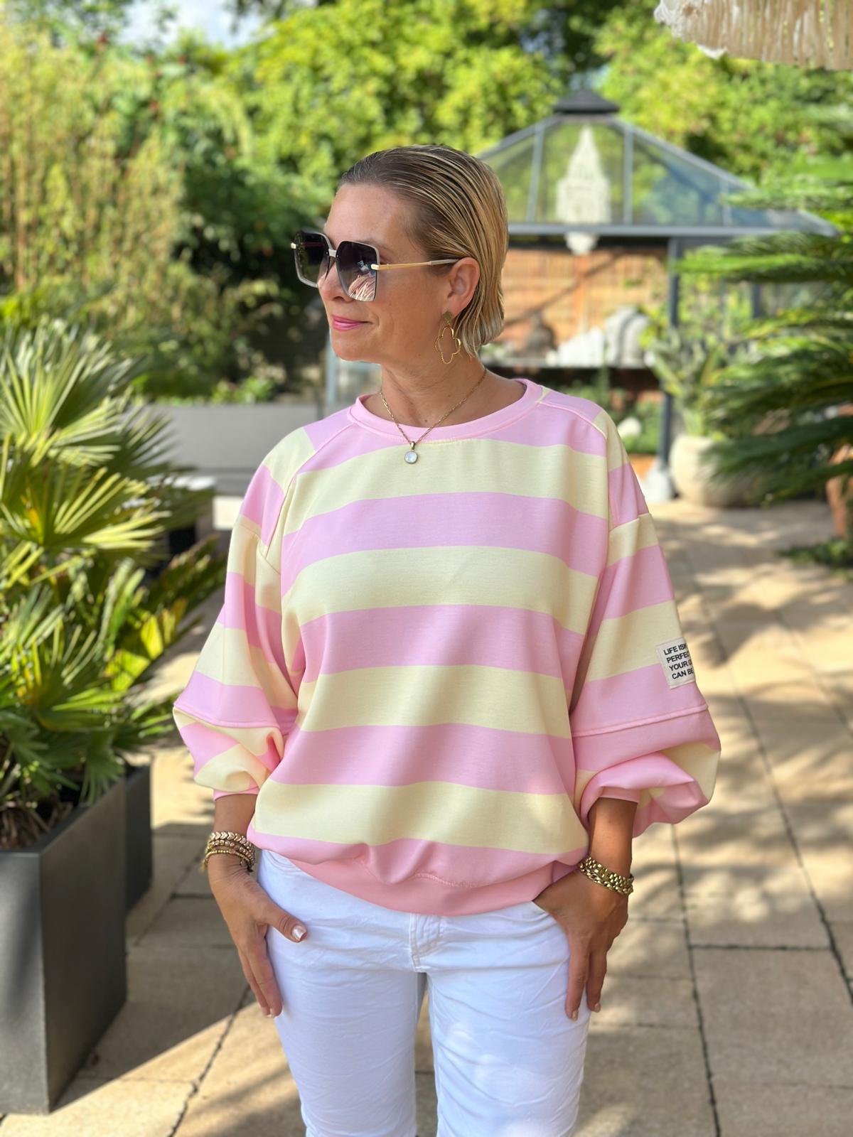 Sweatshirt "Candy Stripes" – Rosa & Vanille