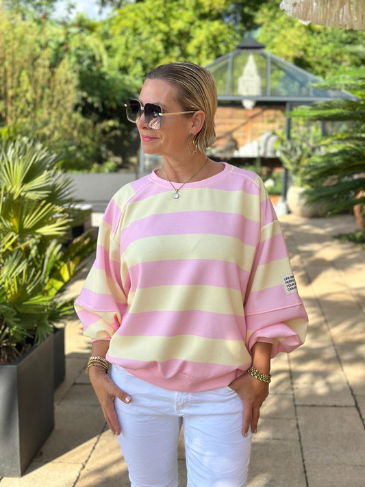 Sweatshirt "Candy Stripes" – Rosa & Vanille