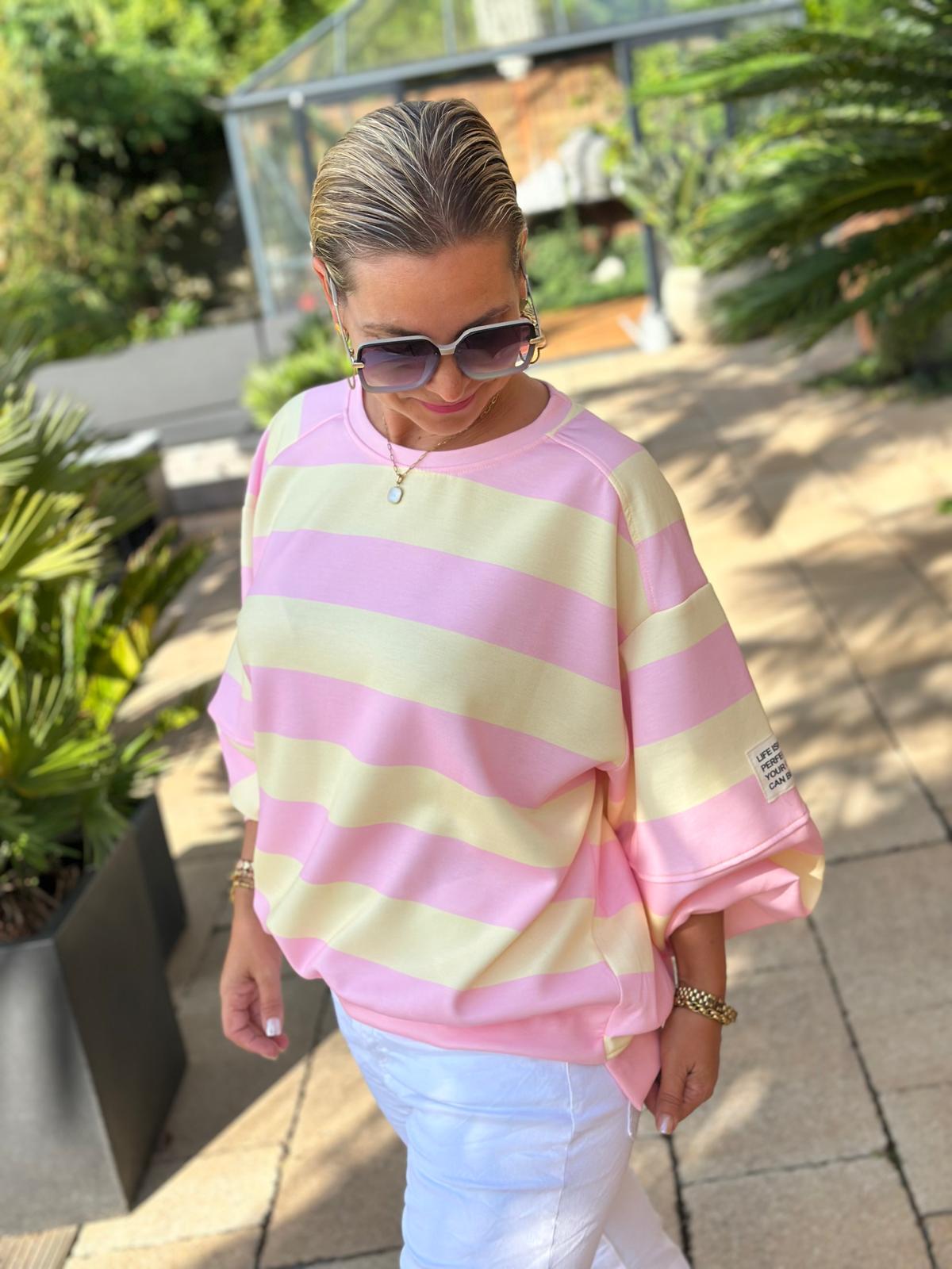 Sweatshirt "Candy Stripes" – Rosa & Vanille