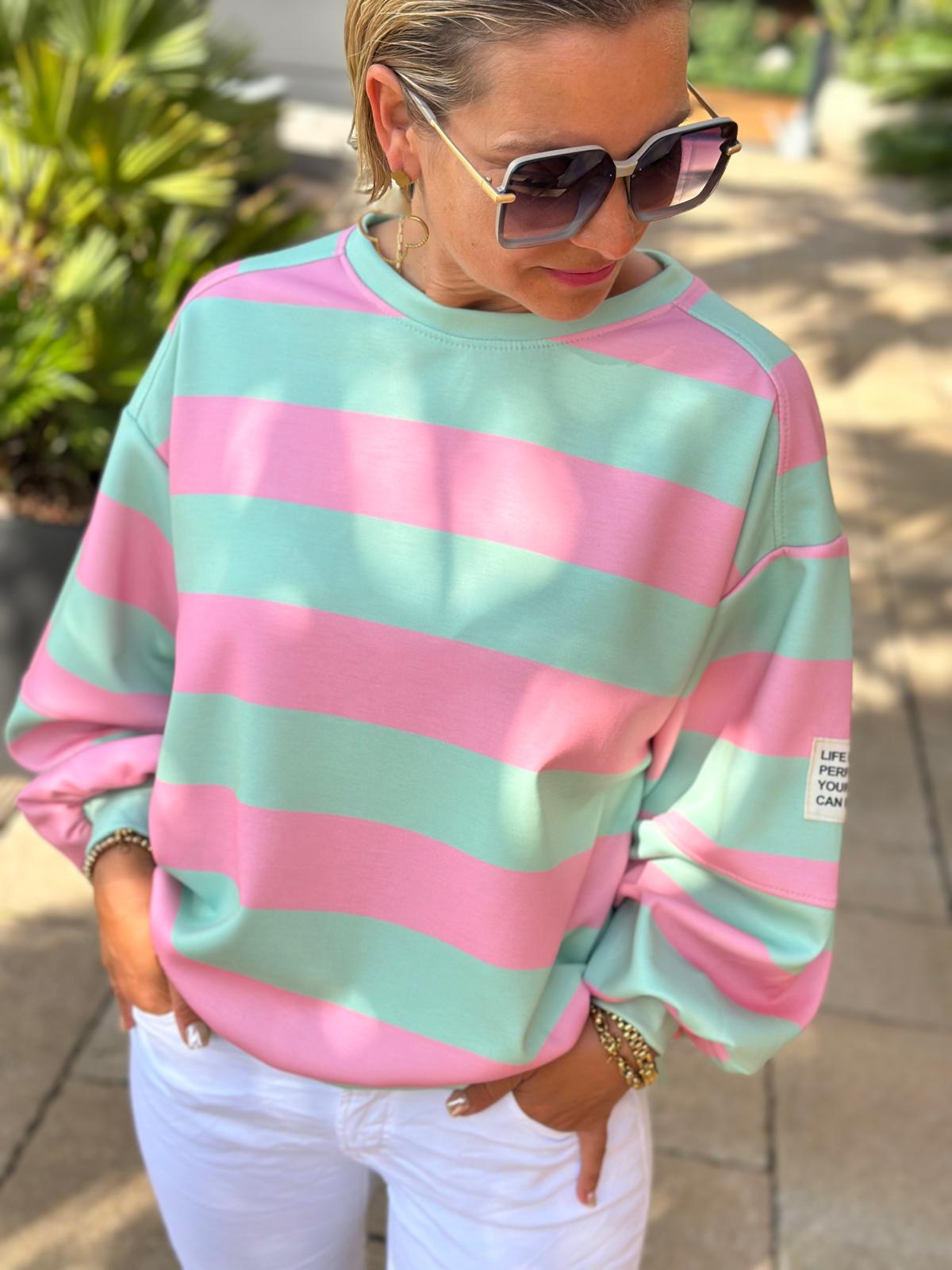 Sweatshirt "Mint Candy" – Pastell Mint & Rosa