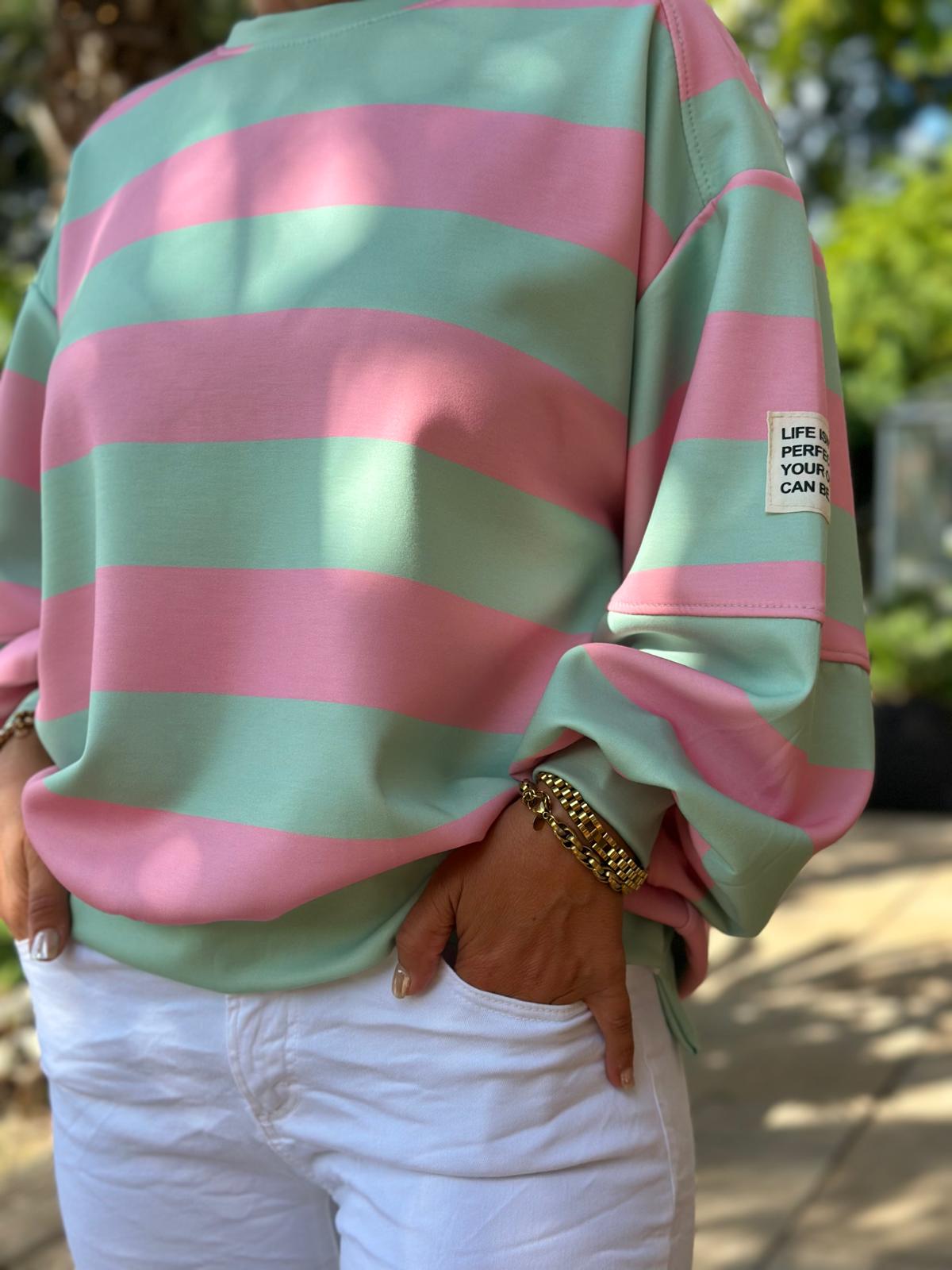 Sweatshirt "Mint Candy" – Pastell Mint & Rosa