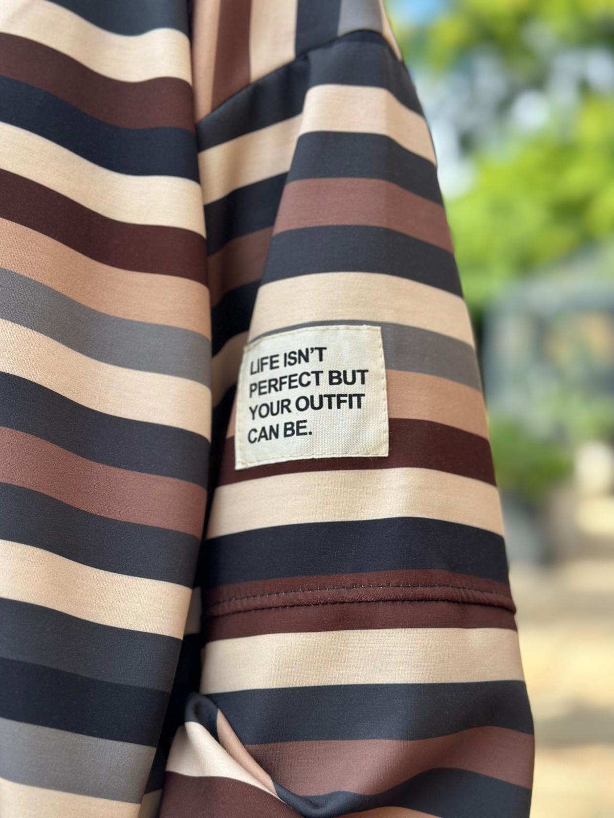 Sweatshirt "Mocha Lines" – Braun & Beige