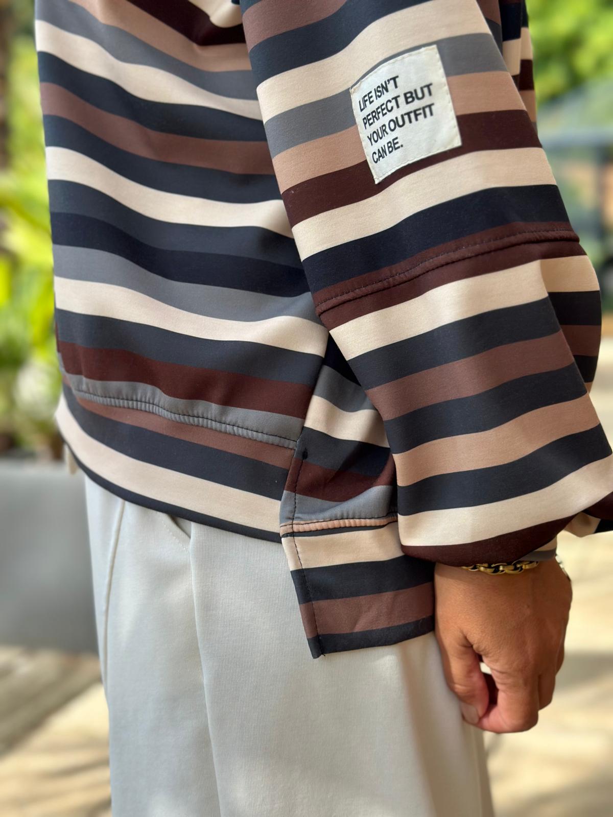 Sweatshirt "Mocha Lines" – Braun & Beige