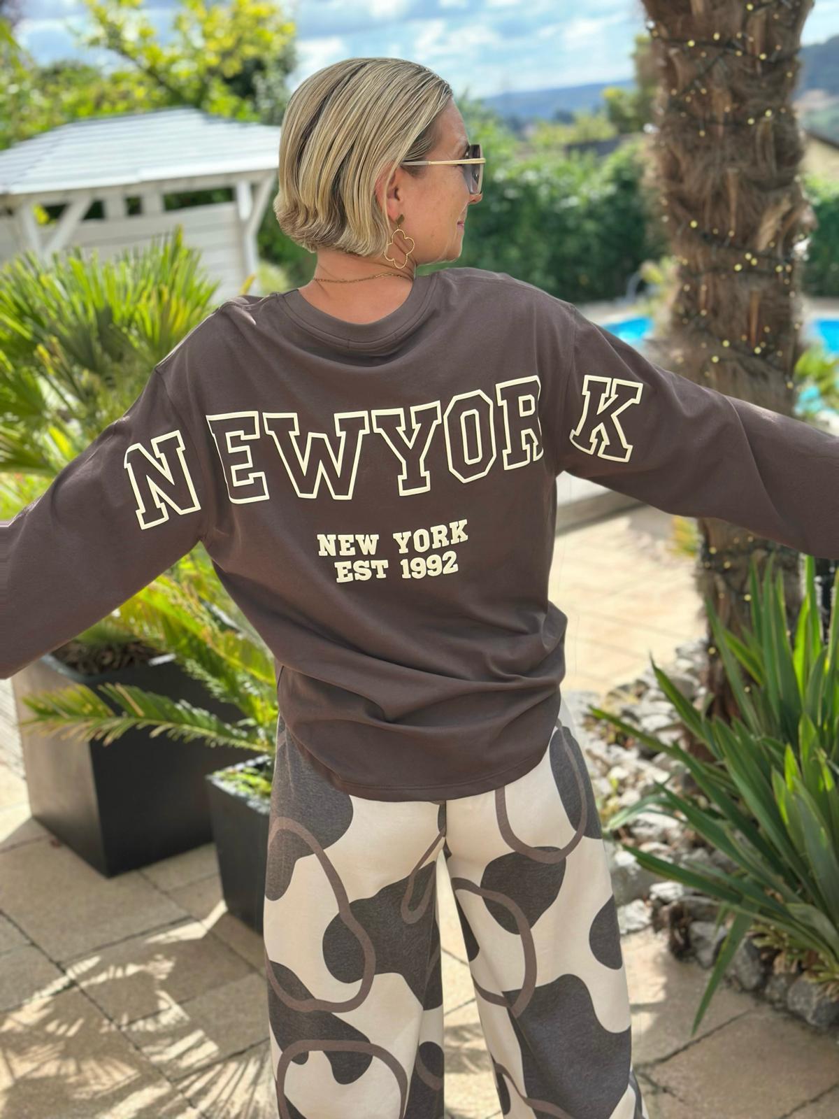 Sweatshirt "NY Downtown" in Chocolate