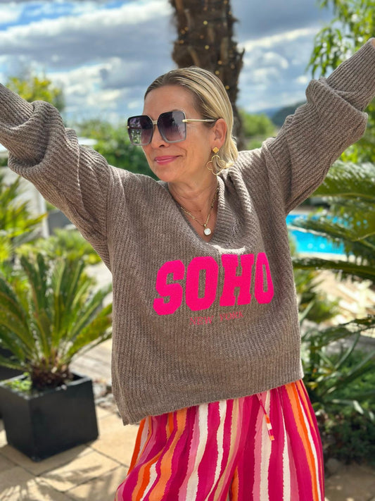 Strickpullover "SOHO Vibes" in Taupé