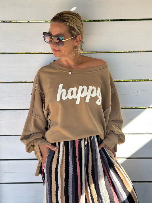 HAPPY Oversize Sweatshirt – Caramel