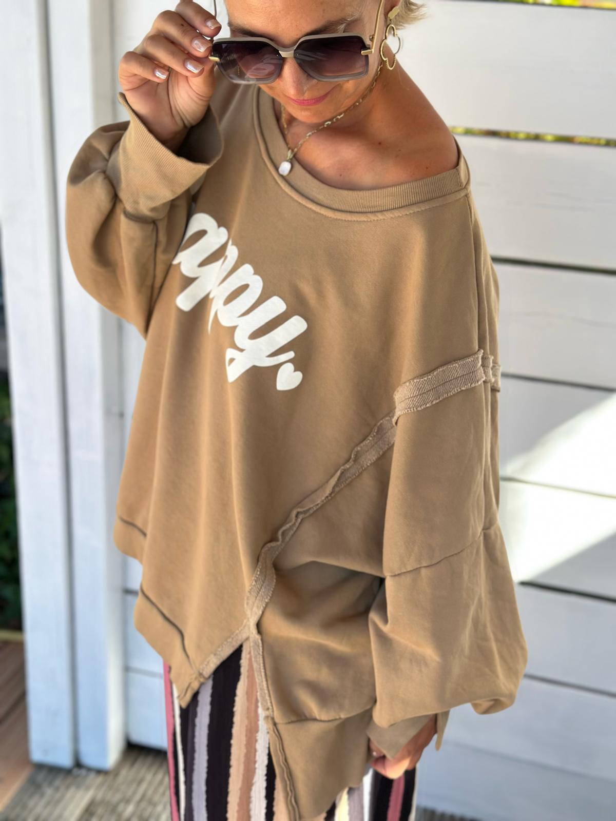 HAPPY Oversize Sweatshirt – Caramel