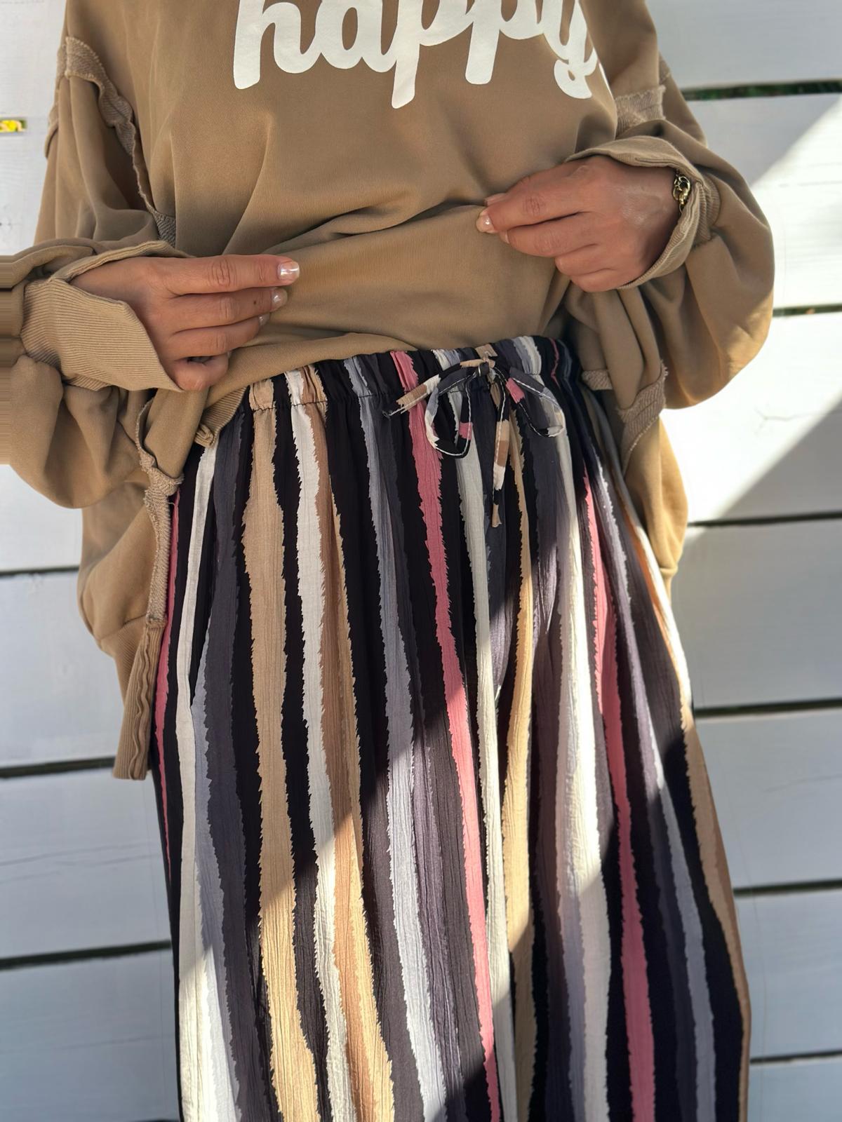 Palazzo Hose Sunset Stripes – Mocha