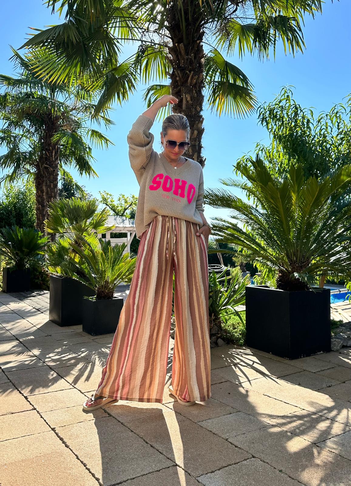 Palazzo Hose Sunset Stripes – Rosé