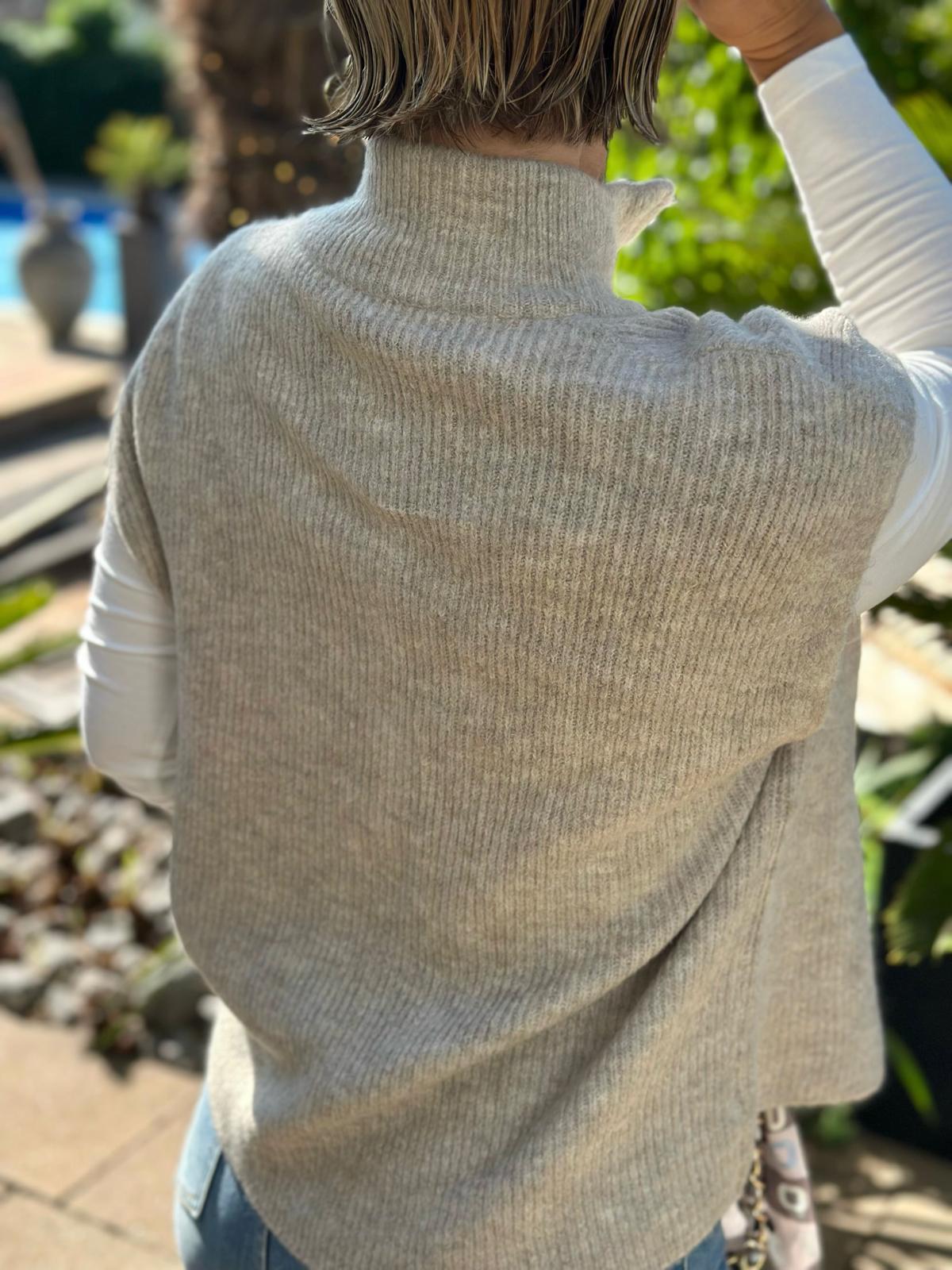 Cozy Zip Strickweste – Light Grey