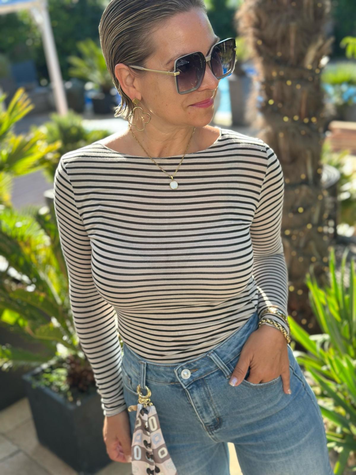 Langarm-Shirt "Cremé Lines"