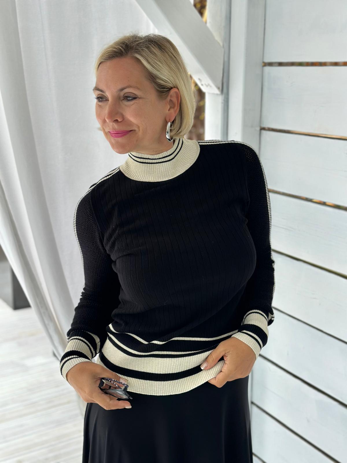 LEO & UGO – Pullover „Paris Chic“ Schwarz/Creme