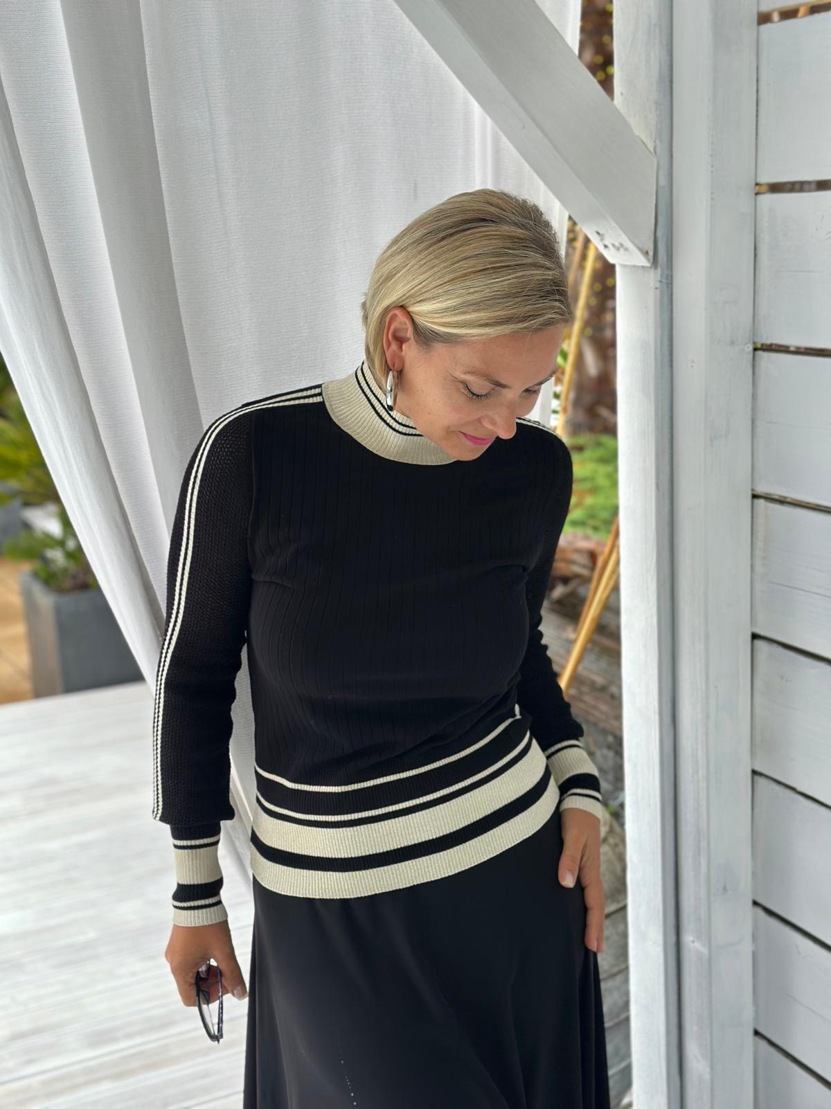 LEO & UGO – Pullover „Paris Chic“ Schwarz/Creme