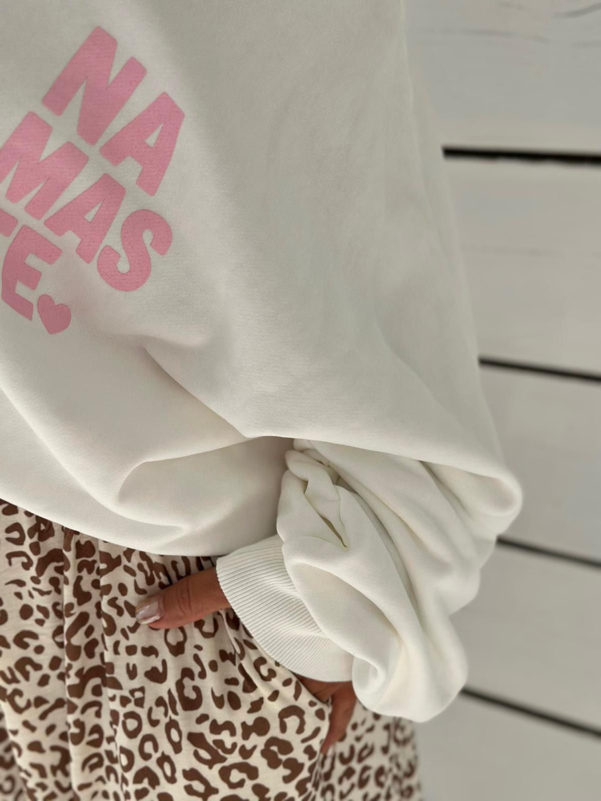 Namaste Love – Cozy Offwhite & Pink Sweatshirt