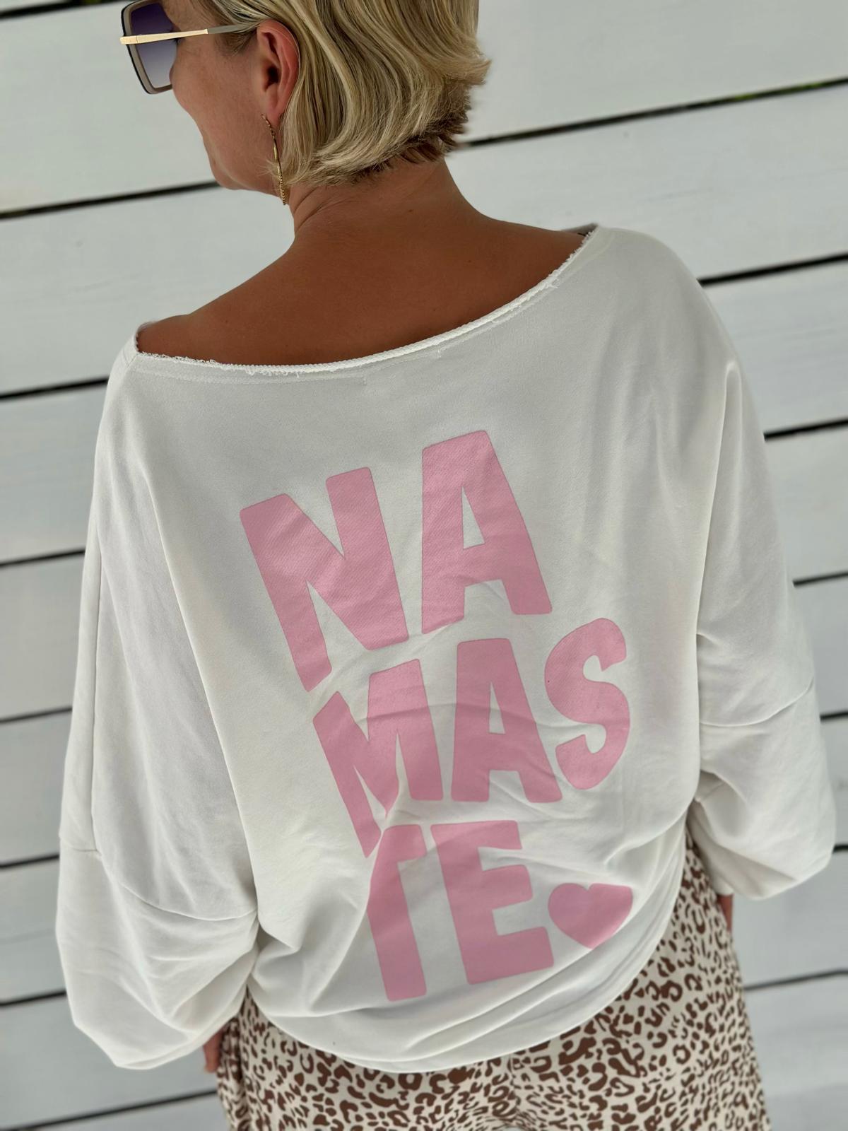 Namaste Love – Cozy Offwhite & Pink Sweatshirt