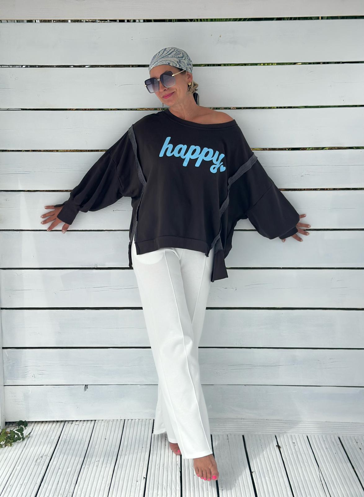 HAPPY Oversize Sweatshirt - Dunkelbraun