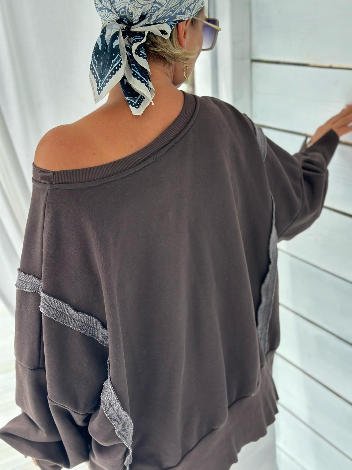 HAPPY Oversize Sweatshirt - Dunkelbraun