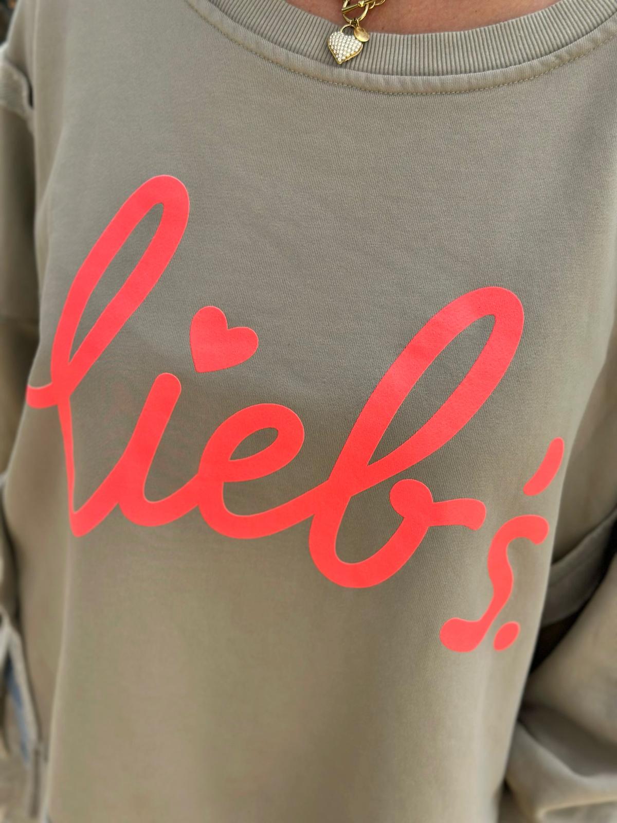 Sweatshirt "LIEB'S" – Beige / Orange