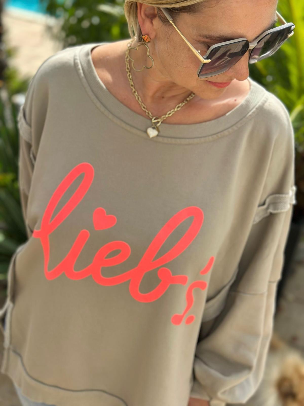 Sweatshirt "LIEB'S" – Beige / Orange