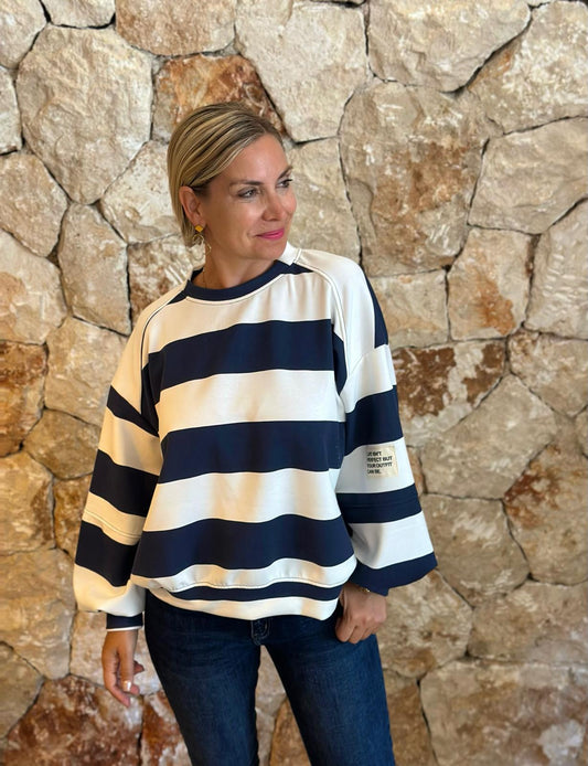 PERFECT STRIPE Pullover – Navy/Weiss
