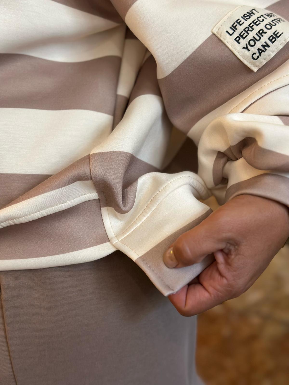 PERFECT STRIPE Pullover – Sand/Creme