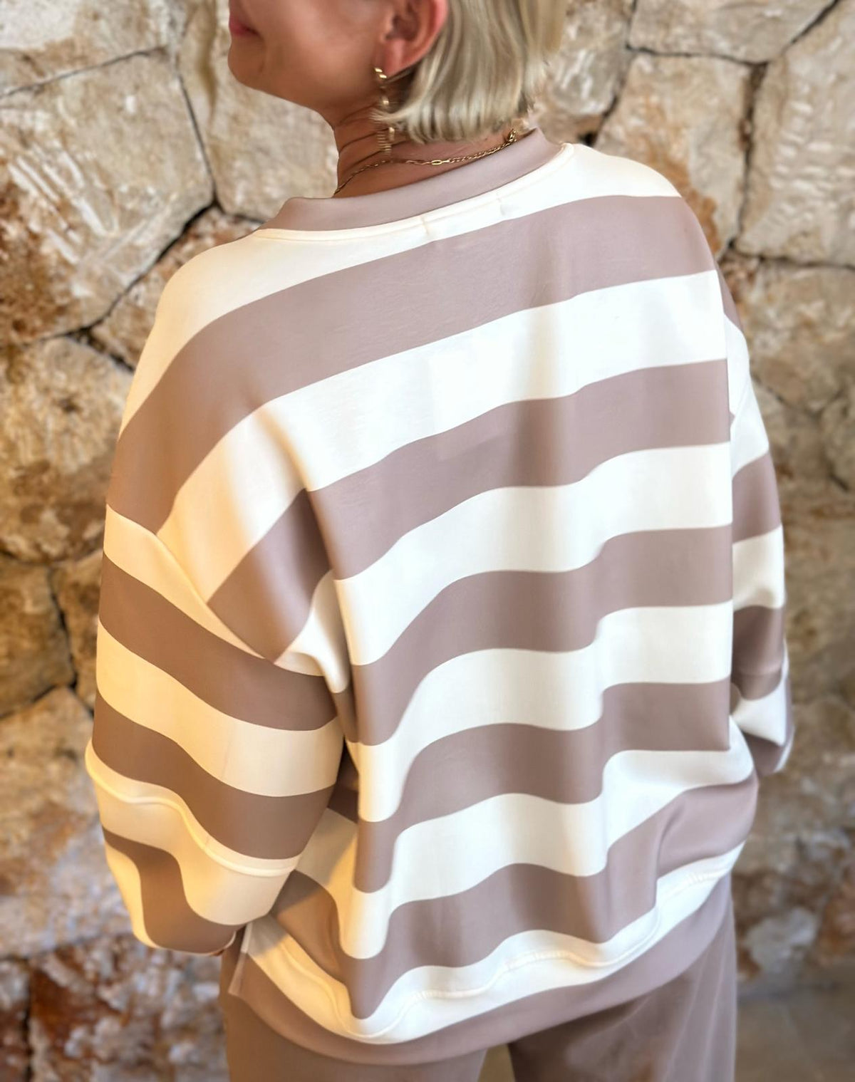PERFECT STRIPE Pullover – Sand/Creme