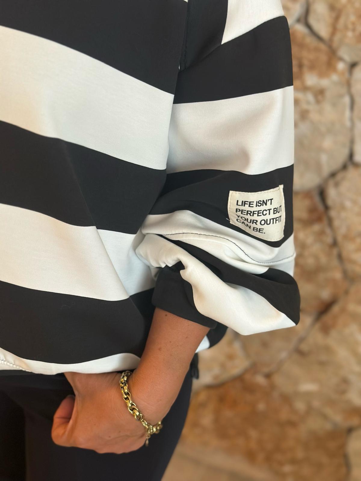 PERFECT STRIPE Pullover – Schwarz/Weiss